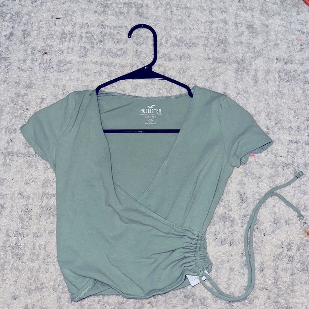 Hollister, Sage green top with V neck